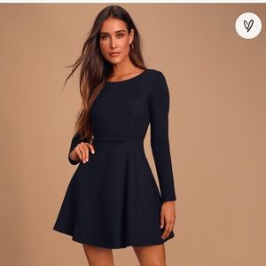 NWT! Lulus Forever Chic Black long sleeve mini dress, size M